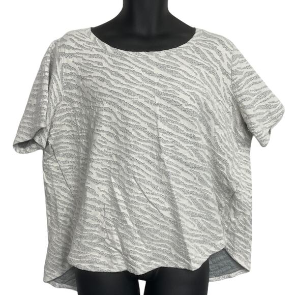 Jane and Delancey Top Women Plus Size 3X Gray Tiger Stripe All Over Print Cotton - Picture 1 of 5